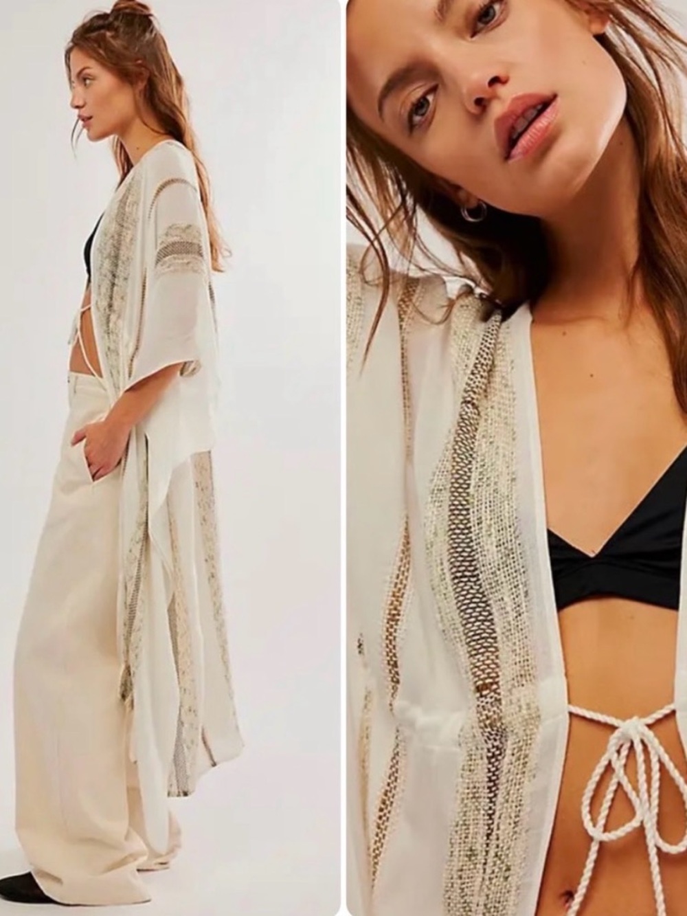 Free People Emerald Coast Kimono in Ivory